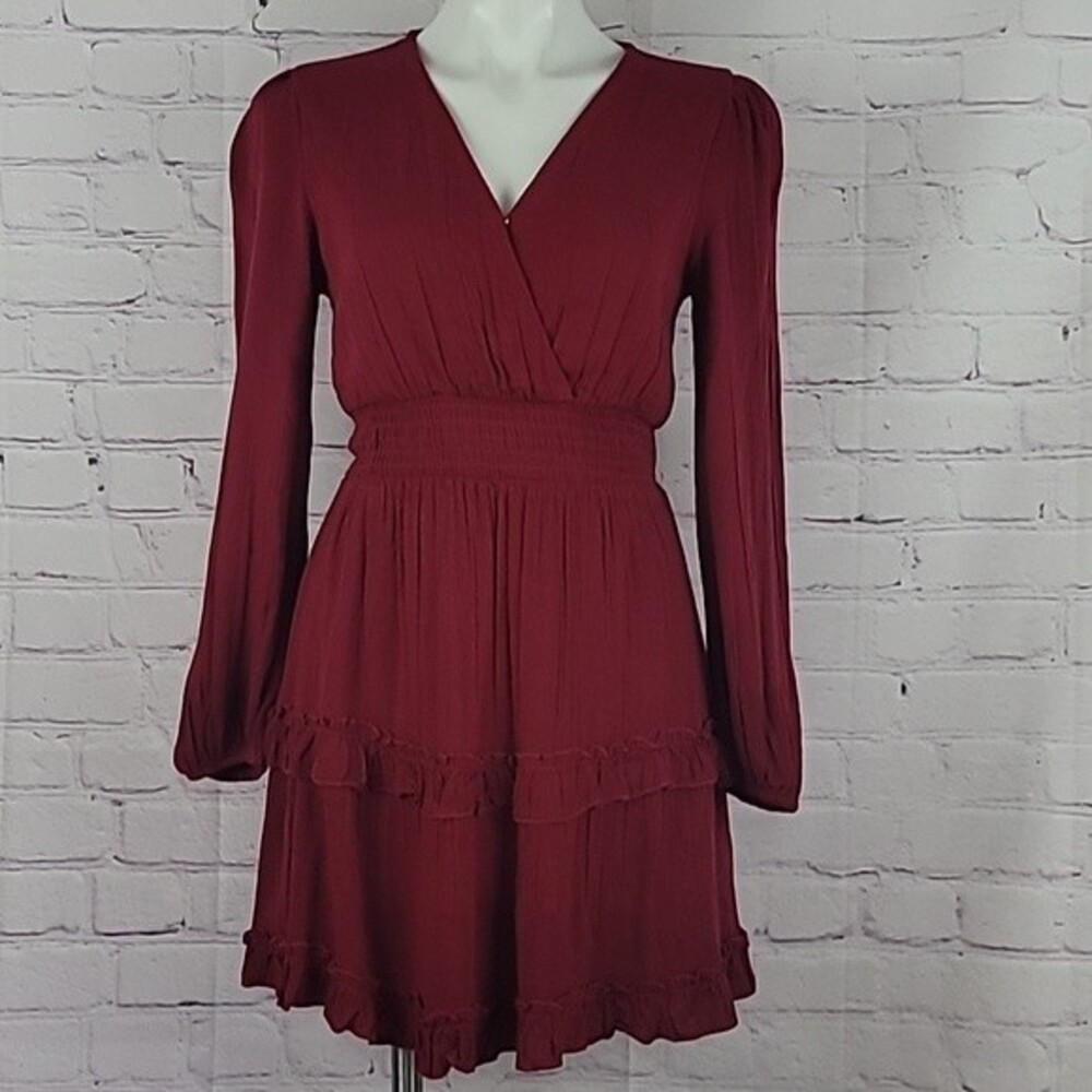 Altar'd State Cottagecore Boho Ruffle Tiered V-neck Long Sleeve Dress Size small